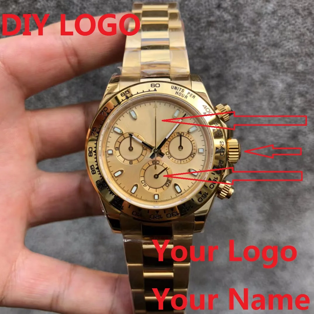 

Men 40MM Luxury Gold Watch 2813 7750 Automatic Mechanical Movement Ceramic Bezel Stainless Steel Sports Luminous Watches Relogio