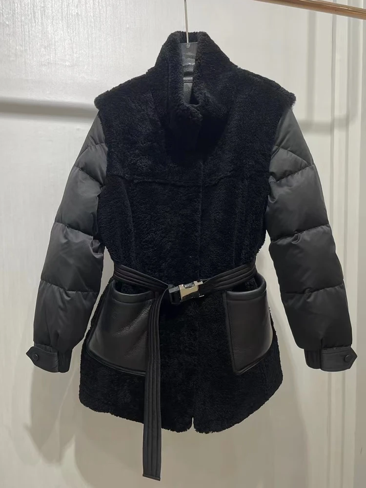 Новинка модное женское зимнее теплое пальто из натуральной овечьей шерсти