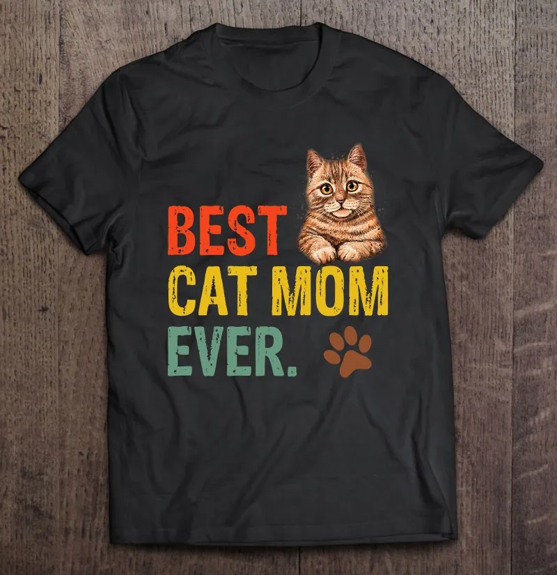 

Best Cat Mom Ever Vintage Mothers Day Cat Paw T-Shirt T Shirt Oversizet Blouses Streetwear Anime Manga T-Shirt Men Clothes Men