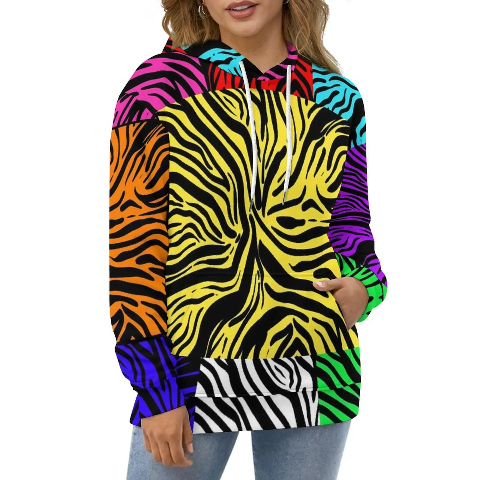 

Толстовки с принтом в стиле пэчворк, уличный модный Повседневный пуловер в радужную полоску, толстовка с капюшоном и длинным рукавом, свитшоты с графическим принтом