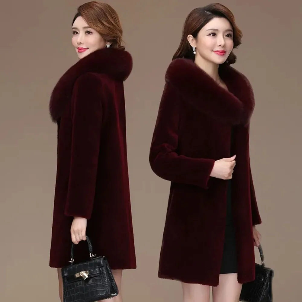 Модное меховое пальто темпераментная длинная овечья стрижка гранулы имитация