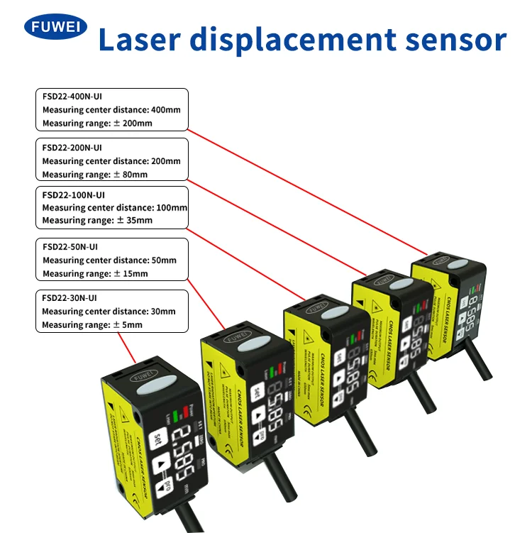 

FUWEI FSD22-series 4-20mA0-5 high precision digital display laser displacement distance thickness measuring sensor