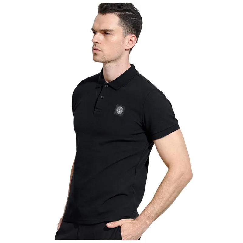 men fashion sport cotton polo tee shirts short sleeve stone solid embroidery design T-shirt summer si tops