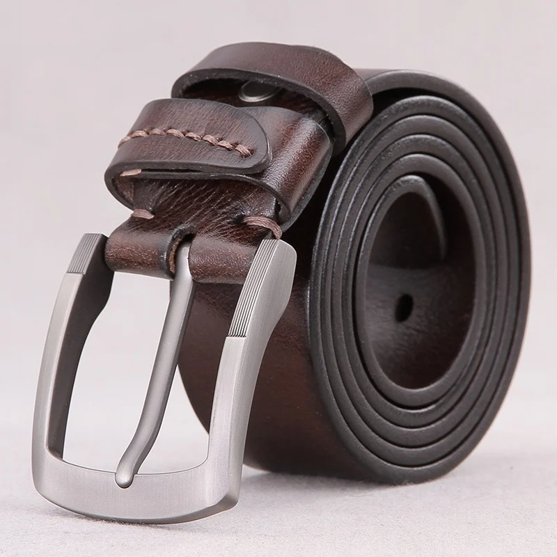 The first layer of pure leather belt for men and young men's manual belt for men's leather needle buckle middle-aged pants belt