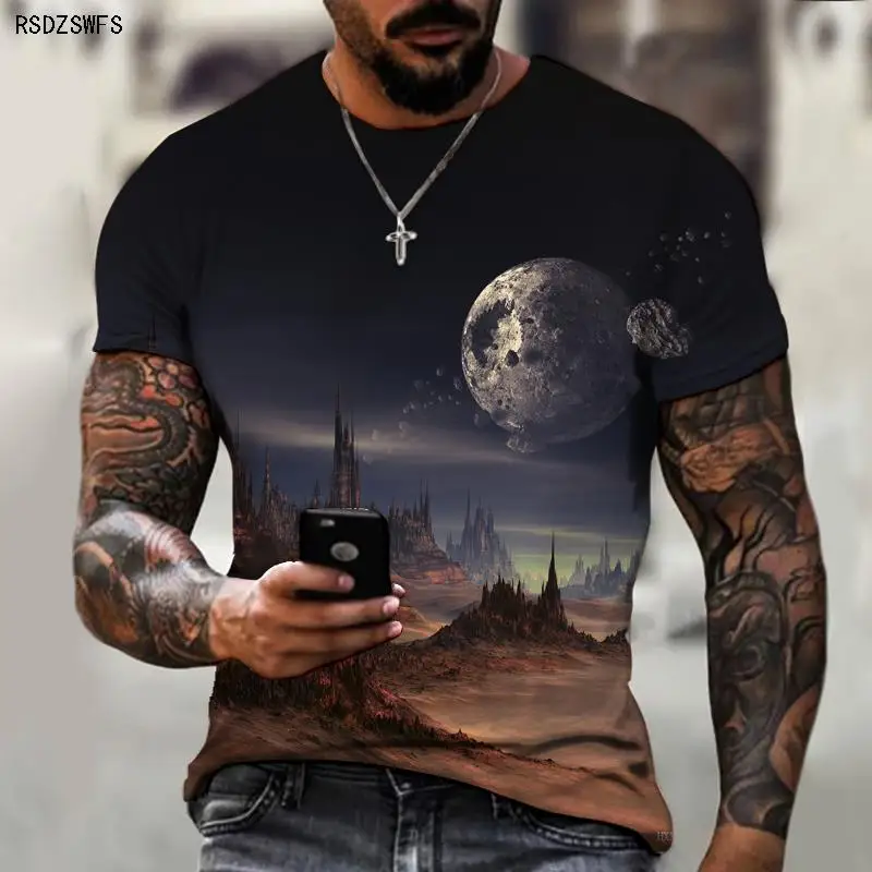 

Мужская футболка с коротким рукавом и круглым вырезом, фиолетовая летняя футболка galaxy, 3D-печать из космоса, Вселенная, Повседневная и веселая, 2021