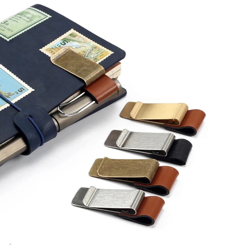 Кожаный латунный держатель для ручек из нержавеющей стали ручной работы зажим