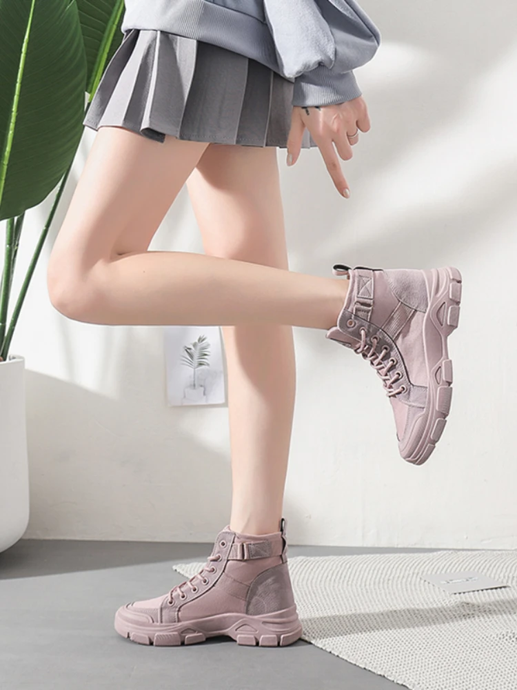 High Quality Platform Ankle Boots Women Breathable Lace-Up Non-Slip Desert Boots Woman Thick Bottom Casual Shoes Botas Mujer