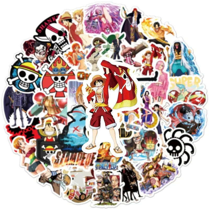 

50pcs One Piece PVC Waterproof Anime Cartoon Sticker Notebook Refrigerator Bicycle Suitcase Children's Toys Collection Gift