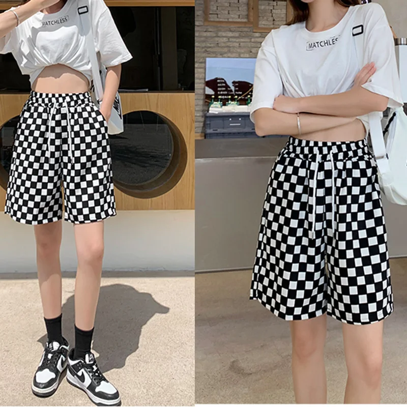 Женские Шорты С Высокой Талией Повседневные Хлопковые Спортивные Брюки Широкие