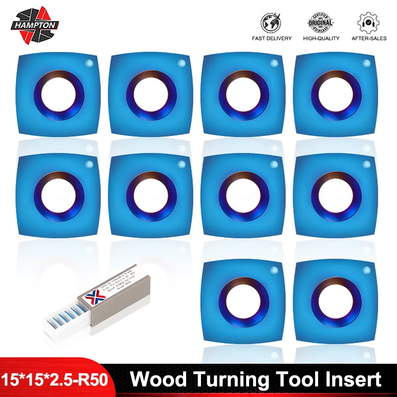 

Turning Carbide Insert 15x15x2.5mm 30Degrees R50 Square Nano Blue Coating Spiral Blade Lathe Turning Cutter For Woodworking