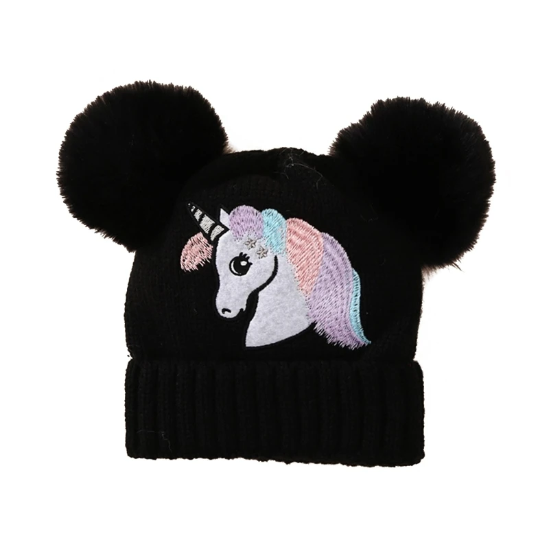 

Baby Girl Hat Knit Baby Winter Hat Baby for Girls Thick Warm Toddlers Double Pompoms Cap for 1-4 Yeas Old