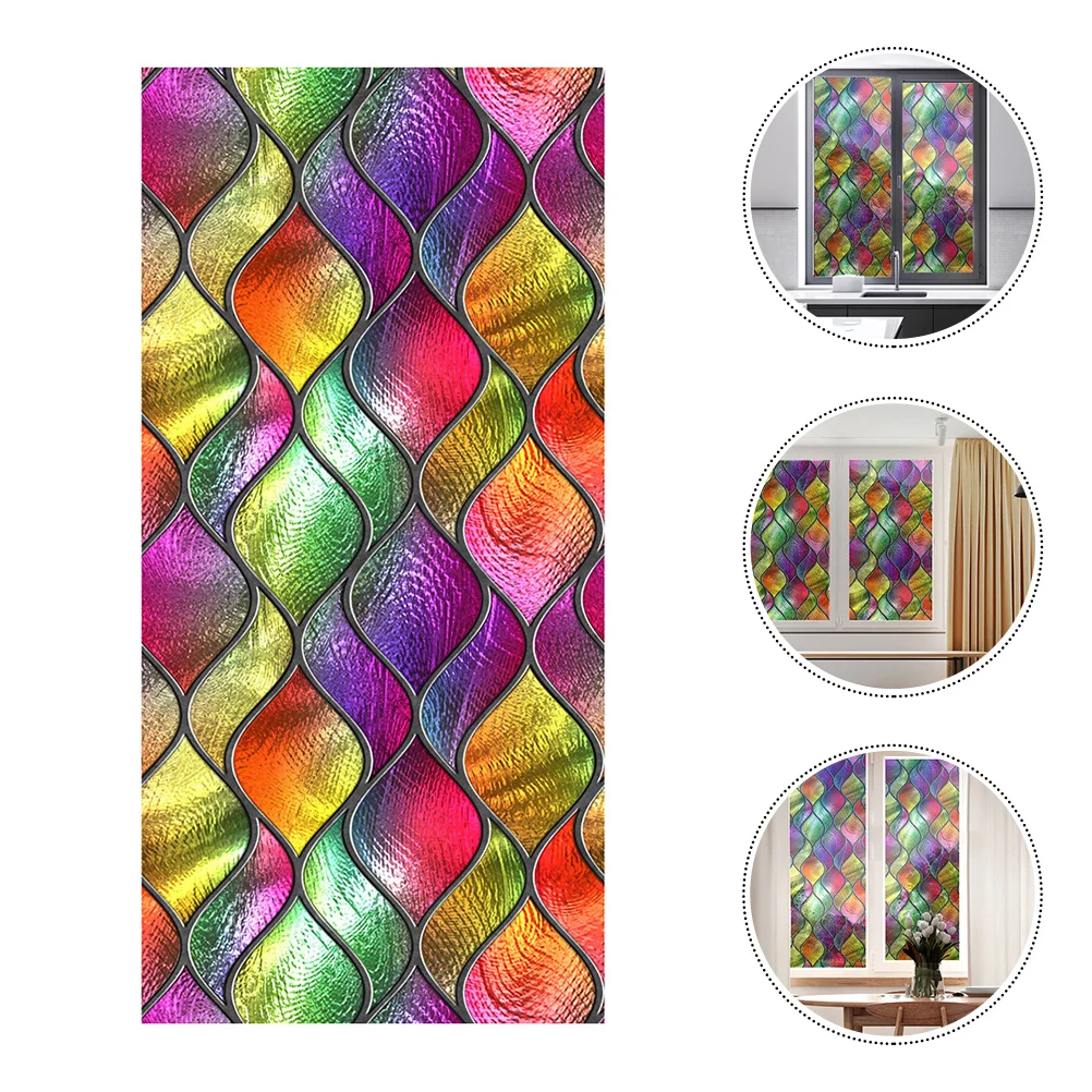 

Window Film Privacy Static Sticker Stained Cling Decorative Decal Frosted Rainbow Removable Decals Clings Vinyl Adhesive 3D