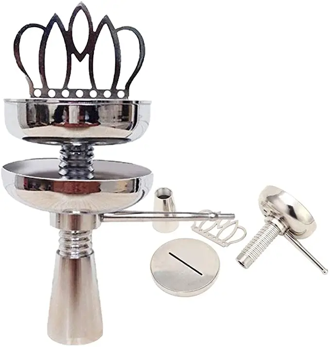 

Shisha Hookah Crown Head Bowl Set Stainless Charcoal Holder Burner Water Smoking Pipe Bowl for Hookhas Accessories