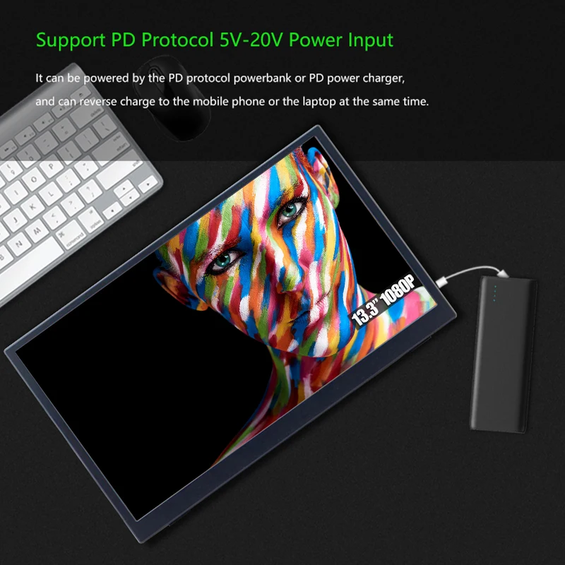 13 3inch usb c hdmi compatible 19201080p pd hdr portable monitor for switch ps4 macbook pro portable screen gaming monitor free global shipping