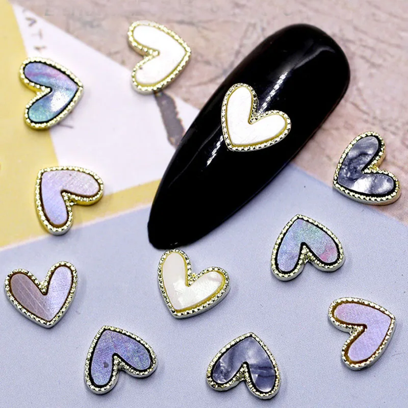 

10PCS/bag Heart Design Alloy Nail Charms FlatBack Fingernail Gemstones Strass Rhinestone Nail Art Decoration Nail Salon Supplier