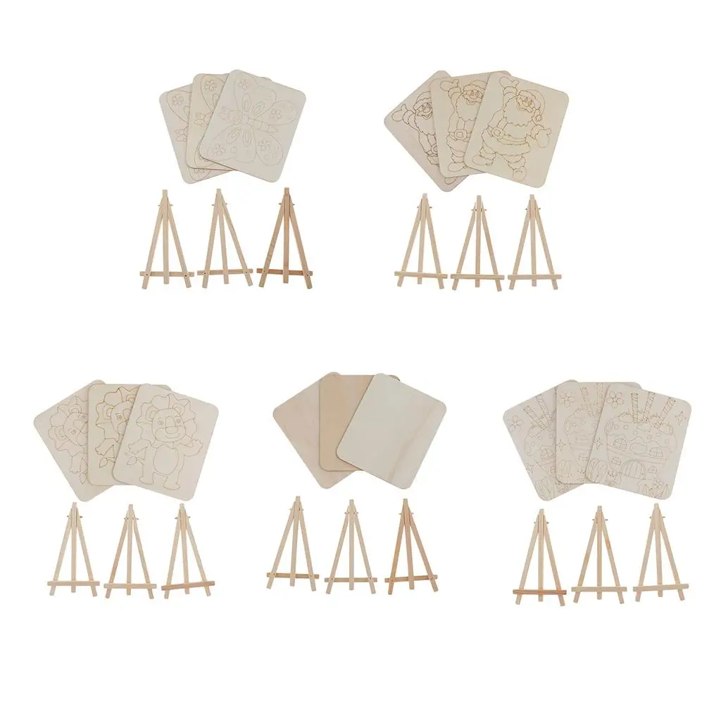 

3Set WOODEN ARTIST EASEL W/ DRAWING BOARD FOR TABLE SETTINGS, PAINTING, ART