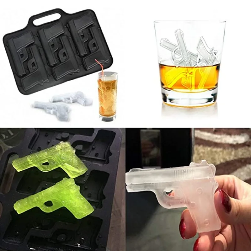 

Bar Ice Cube Maker DIY Creative Silica Gel Gun Bullet Skull Shape Tray Mold Home Bar Party Cool Whiskey Wine Ice Cream Bar Tool
