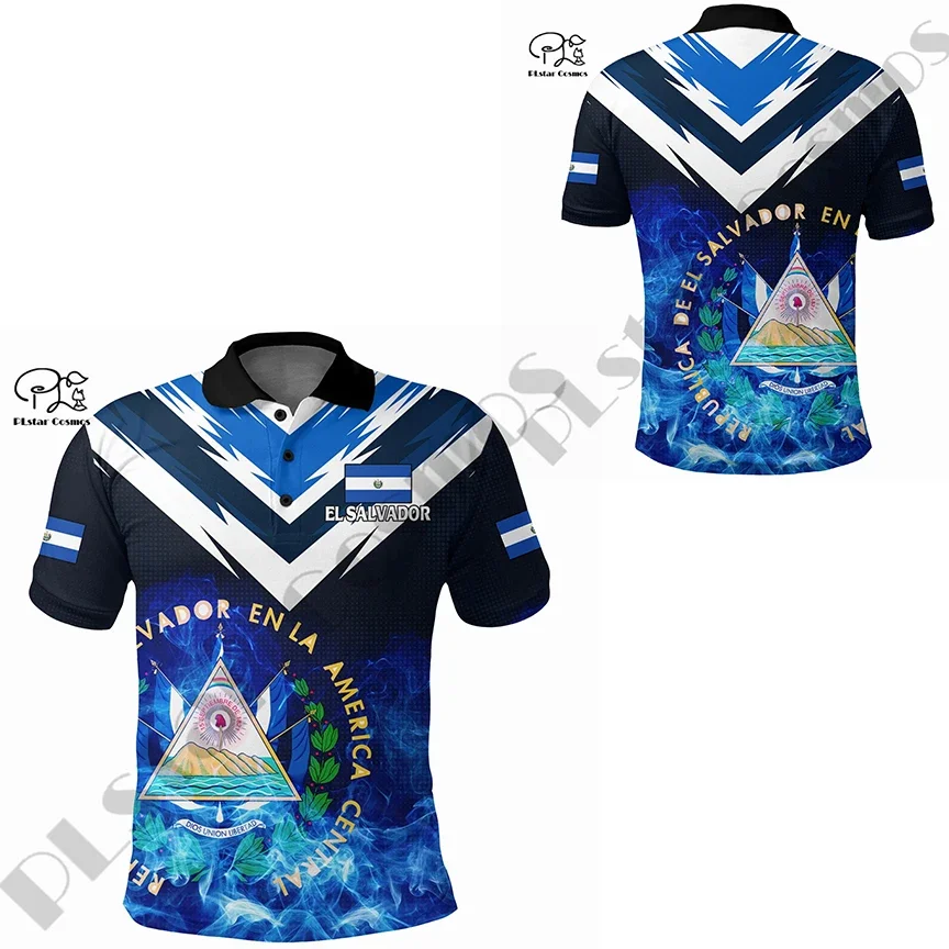Футболка-поло унисекс с принтом флага Сальвадора 3 шт.