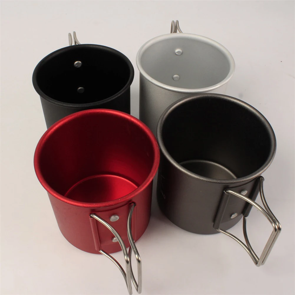 

Outdoor Aluminum Alloy Camping Mug Coffee Cup Foldable Handle 300ml Camping Accessoreis Equipments Hiking Accs