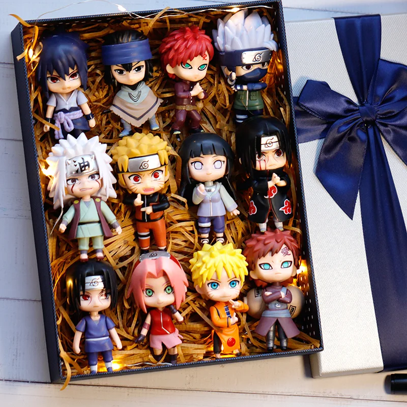 Figuras de Acción de Naruto Shippuden, Figuras de Anime, Hinata, Sasuke, Itachi, Kakashi, Gaara, Figuras en PVC, 12 Unidades por Set