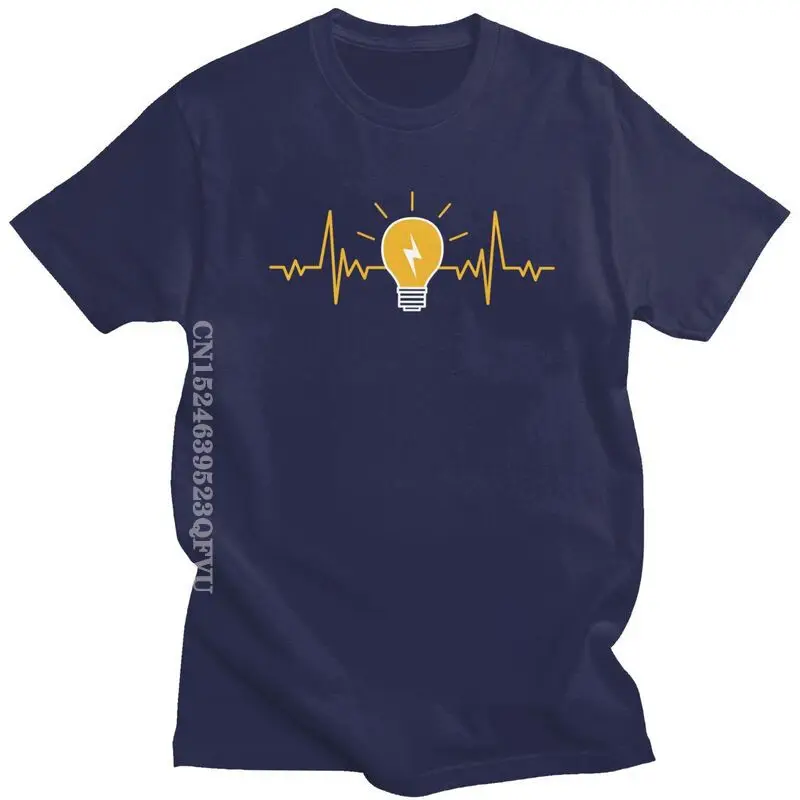 

Electrician Heartbeat Light Bulb T Shirts Women Mend Electric Engineer Power T Shirt Printed Tee Cotton Slim Fit Tshirt Harajuku