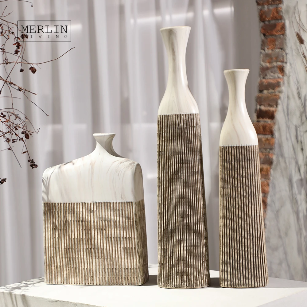 

Керамическая ваза Merlin Living Wabi-sabi, декоративное керамическое украшение для стола, керамическая фабрика, оптовая продажа, ваза для цветов для д...