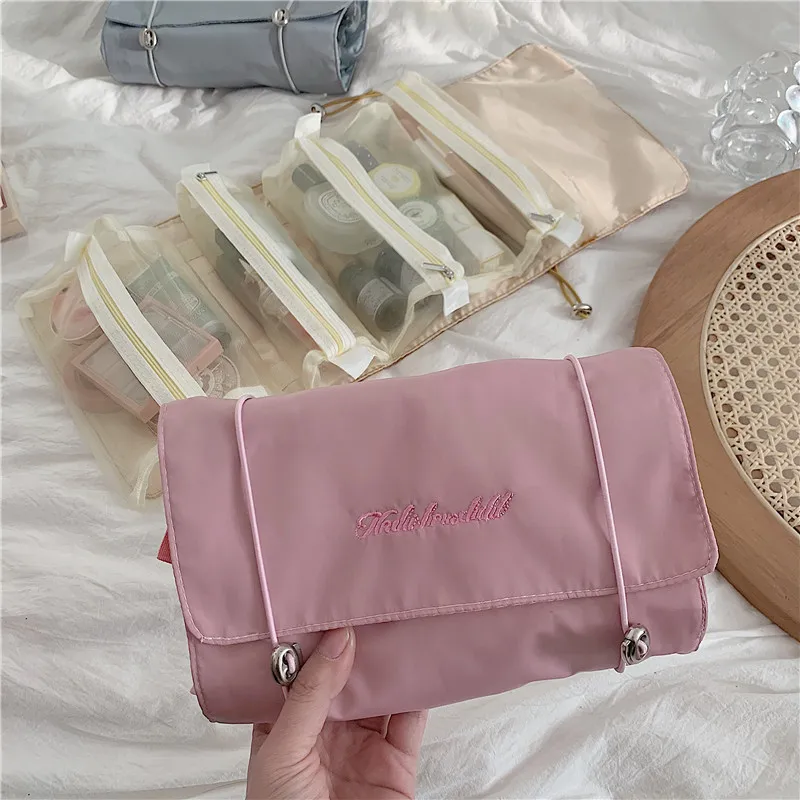 Вместительная женская Ретро сумка для хранения косметики конфетных цветов