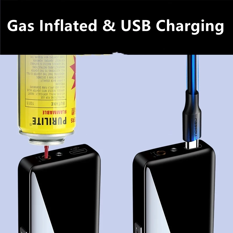 Ветрозащитная металлическая USB-зажигалка струйная зажигалка с светодиодный Ной