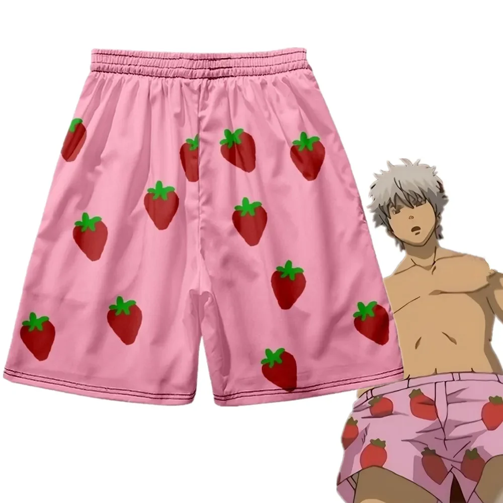

Anime Gin Tama Cosplay Costume Sakata Gintoki Adult Strawberry Printing Shorts Halloween Party Pajama Beach Pants