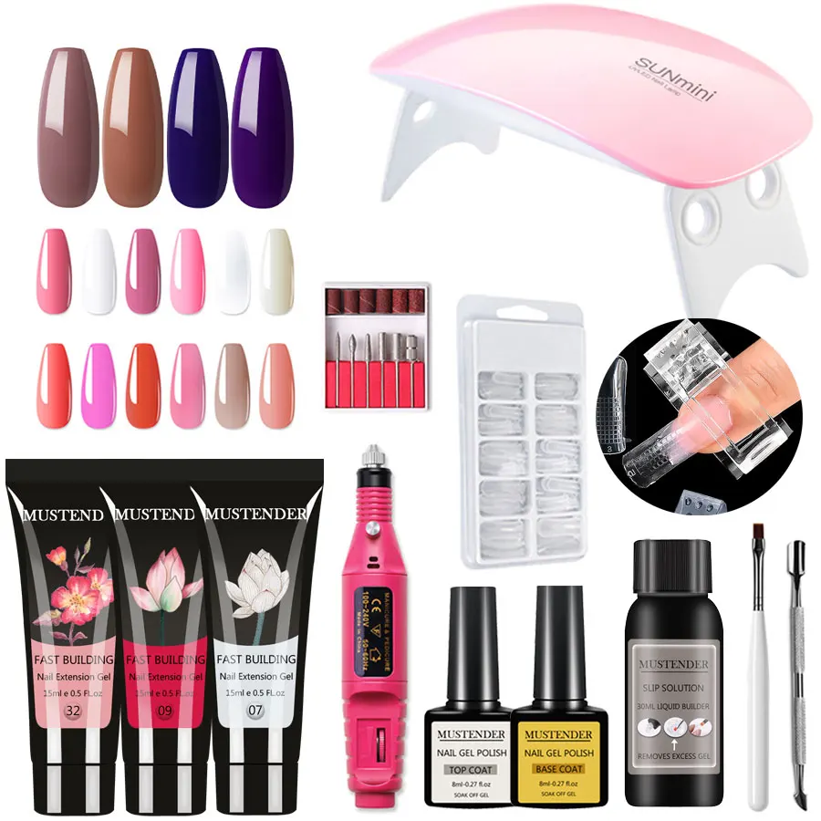 

1Set Nail Extension Gel Extend Nail Tool LED UV Acrylic Gel Prolong Nail Extending Gel Clear White Soak Off Gel Polish Kit