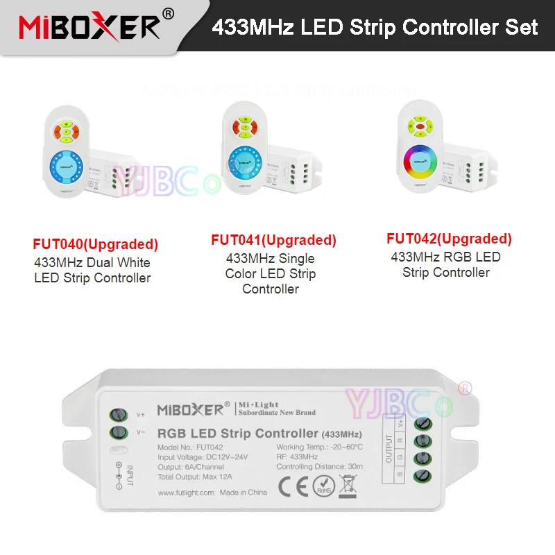 New 433MHz Single Color/Dual White/RGB LED Strip Controller Miboxer DC12V~24V DimmableBrightness Adjustable lamp tape dimmer