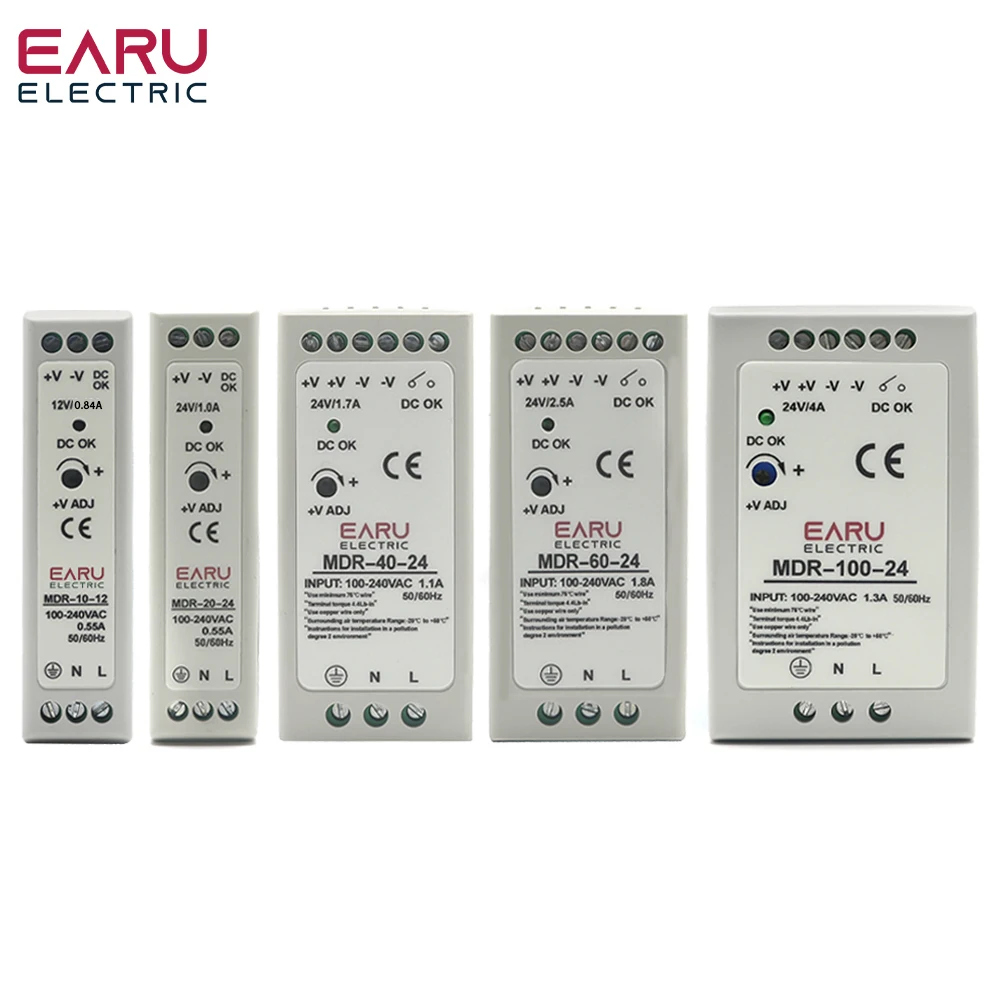 MDR-10W 20W 40W 60W 100W AC100-240V вход мини-Din рельсовый переключатель питания трансформатор напряжения постоянного тока 5V 12V 15V 24V 36V 48V выход