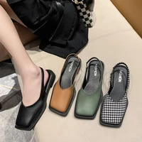 womens summer sandals flats mules shoes 2022 ladies square toe zebra print slip on flat sandal size 35 40 sandalias de mujer