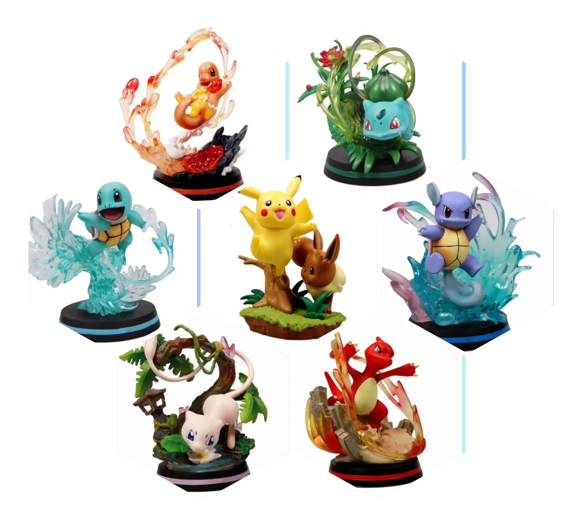 

Pokemon Anime Action Figure Vulpix Cyndaquil Pikachu Chikorita Bulbasaur PVC Figure Collectible Model Toy for Children Gift