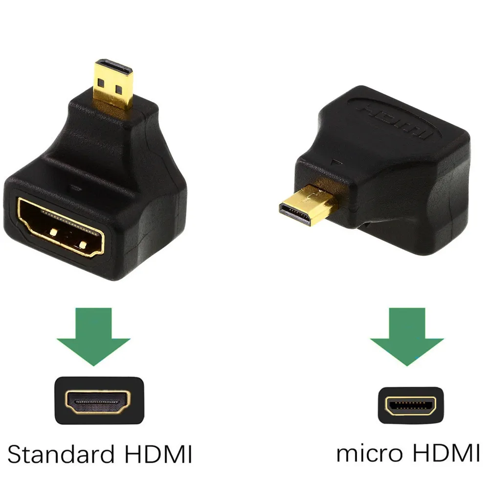 

Угол 90 градусов Micro HDMI для стандартного позолоченного разъема HDMI, поддержка 3D 4K 1080P для камер, компьютеров, проекторов