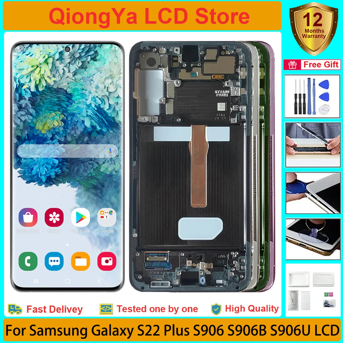 

6.6" New Original s22+ Display For Samsung Galaxy S22 Plus S906 SM-S906B S906U S906B/DS LCD with Touch Screen Digitizer Assembly