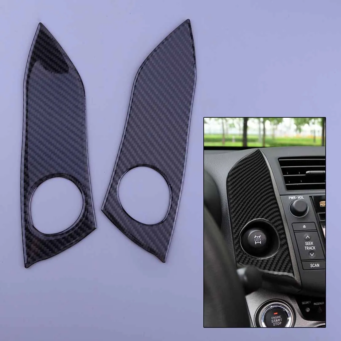 

2pcs Car Emergency Warning Light Switch Central Console Side Panel Cover Trim Frame Fit for Toyota RAV4 2006-2012 Carbon Fiber