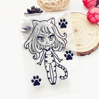 cat girl plants fairy clear stamps seal for diy scrapbooking card rubber stamps making album sheets crafts decor new stamps