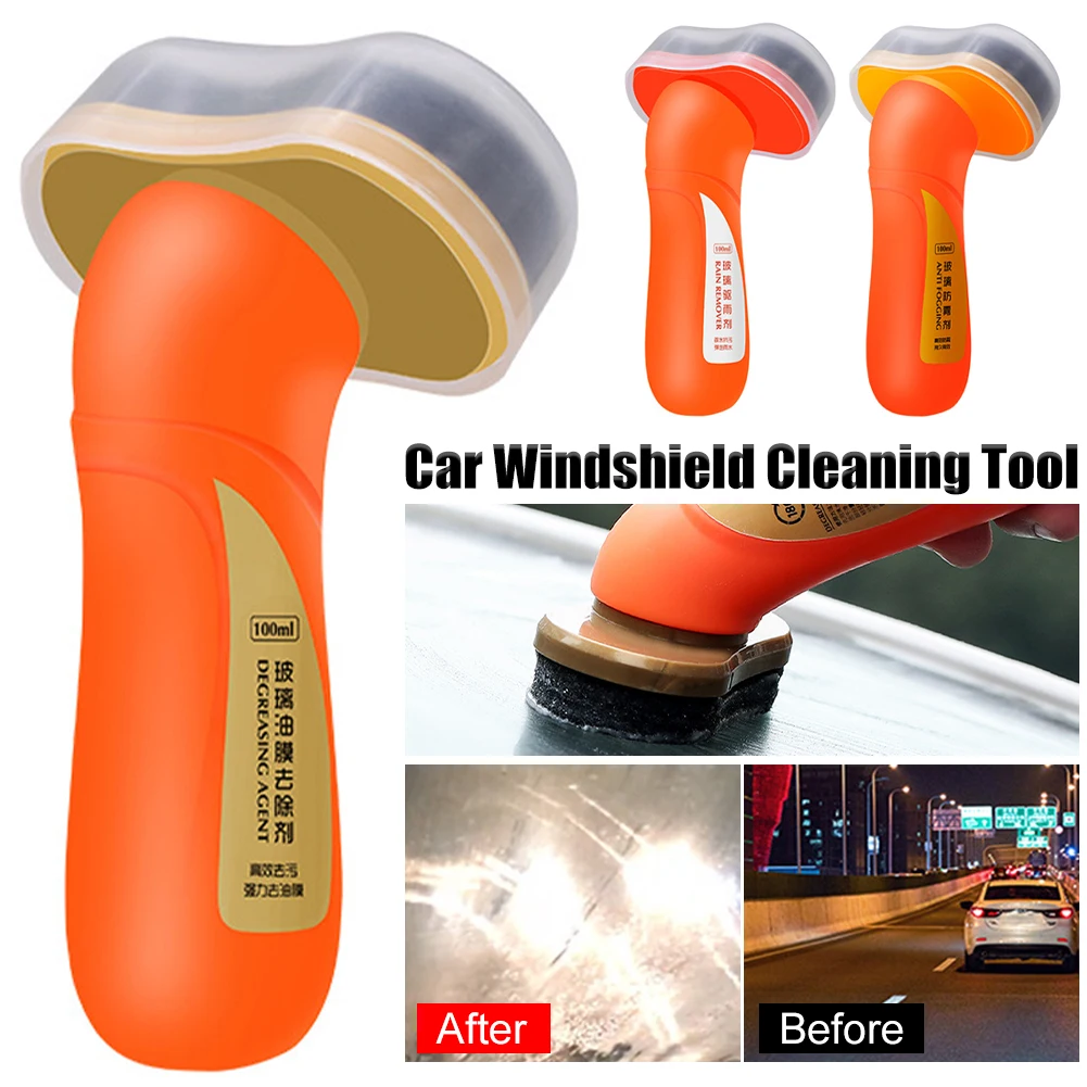 

100ml Car Glass Windshield Oil Film Remover Windscreen Cleaner Antifogging Rain Repellent Agent Hydrophobic Glass Cleaning Tool