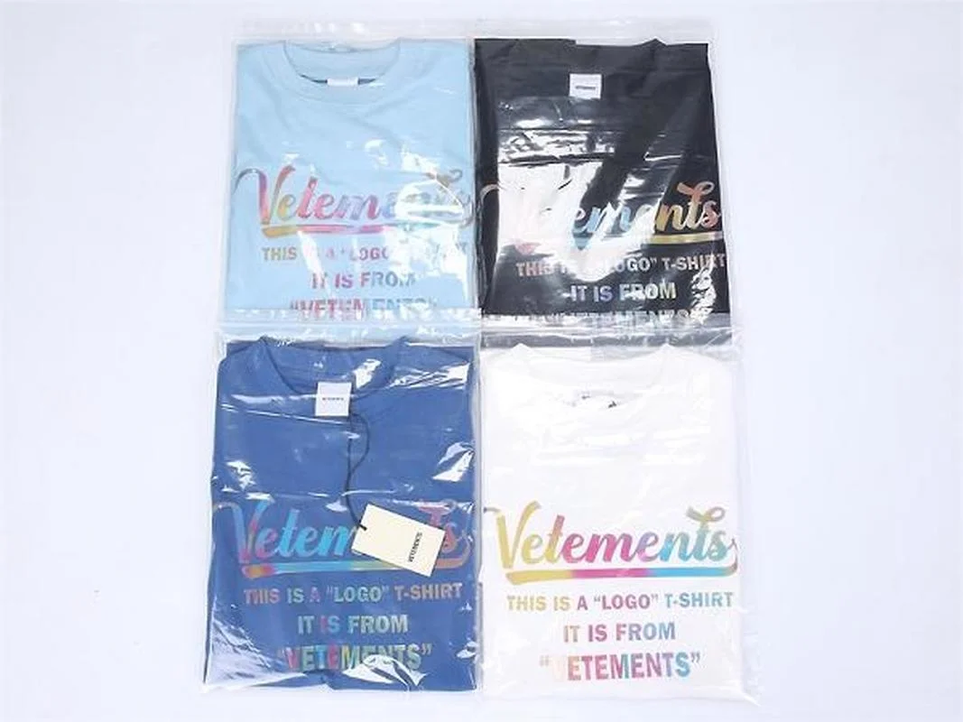 

22SS Crew Neck Colorful Offset Logo Vetements T Shirt Men Women EU Size 100% Cotton Vetements Top Tee Streetwear Summer Techwear