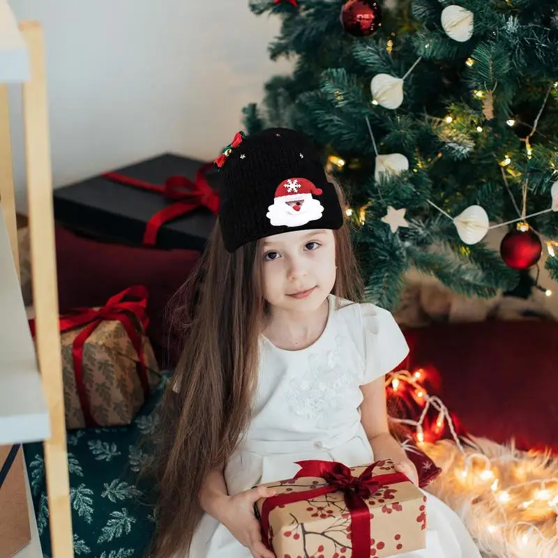 Вязаные шапки для женщин Рождественская зимняя Лыжная шапка с Санта Клаусом