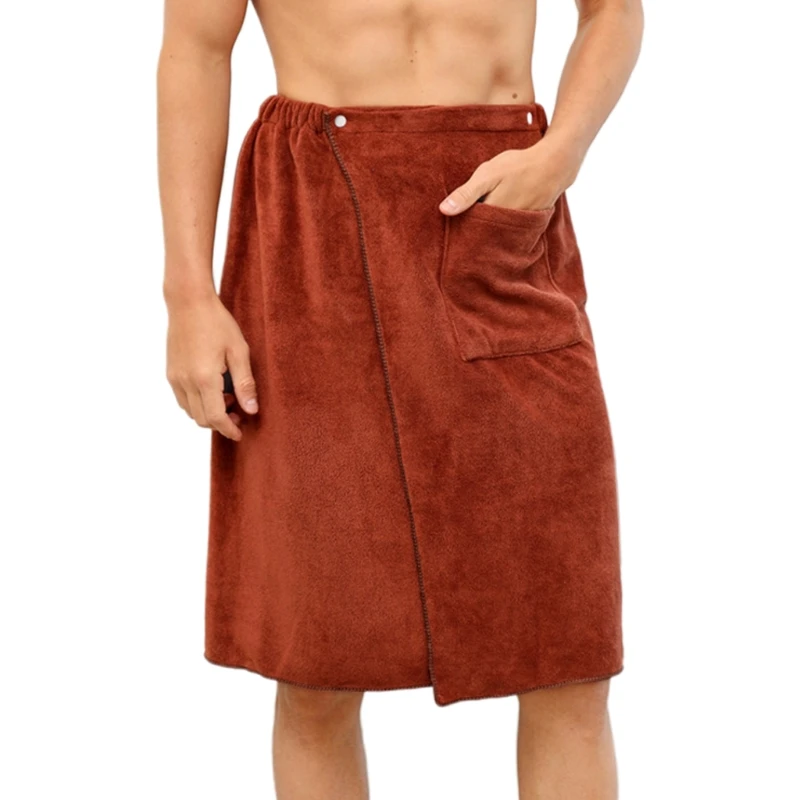 Мужское носимое полотенце с карманом для плавания и пляжа, мужской ванночный обертыватель мягкий 70x140см.