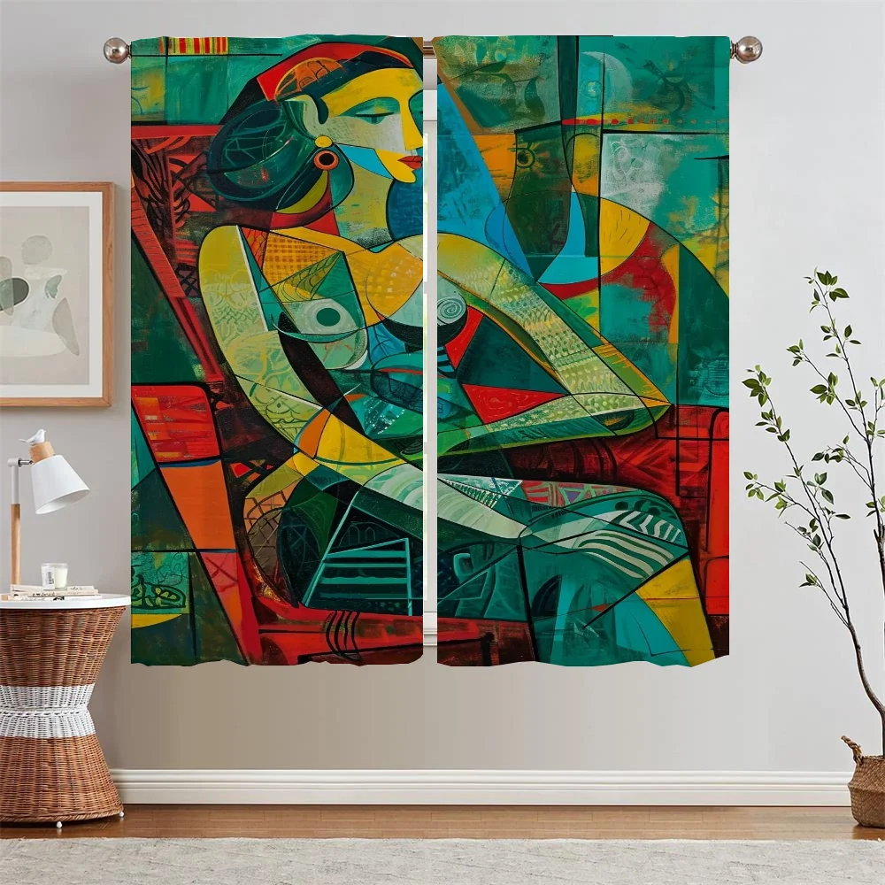 Тюль в стиле Пикассо для кухни занавески элегантные комнатные салонные 2 дешевые