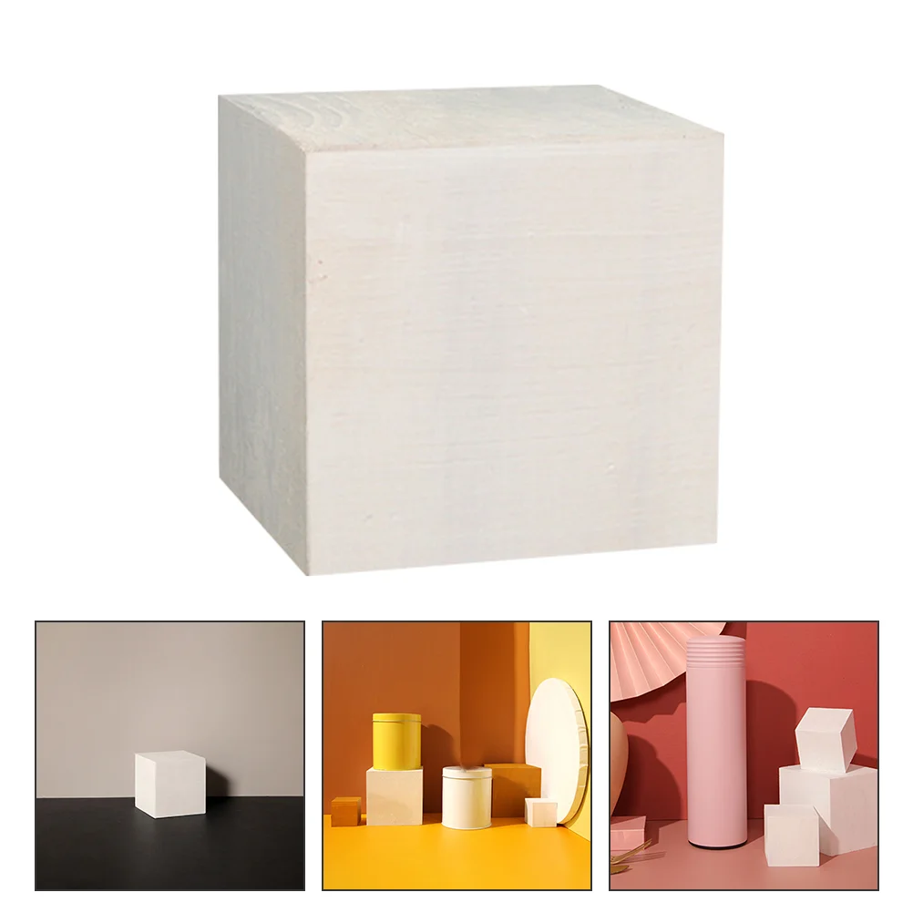 

1Pc Premium Durable Wooden Cube Photo Pro White Wooden Cube Geometry Photography Prop