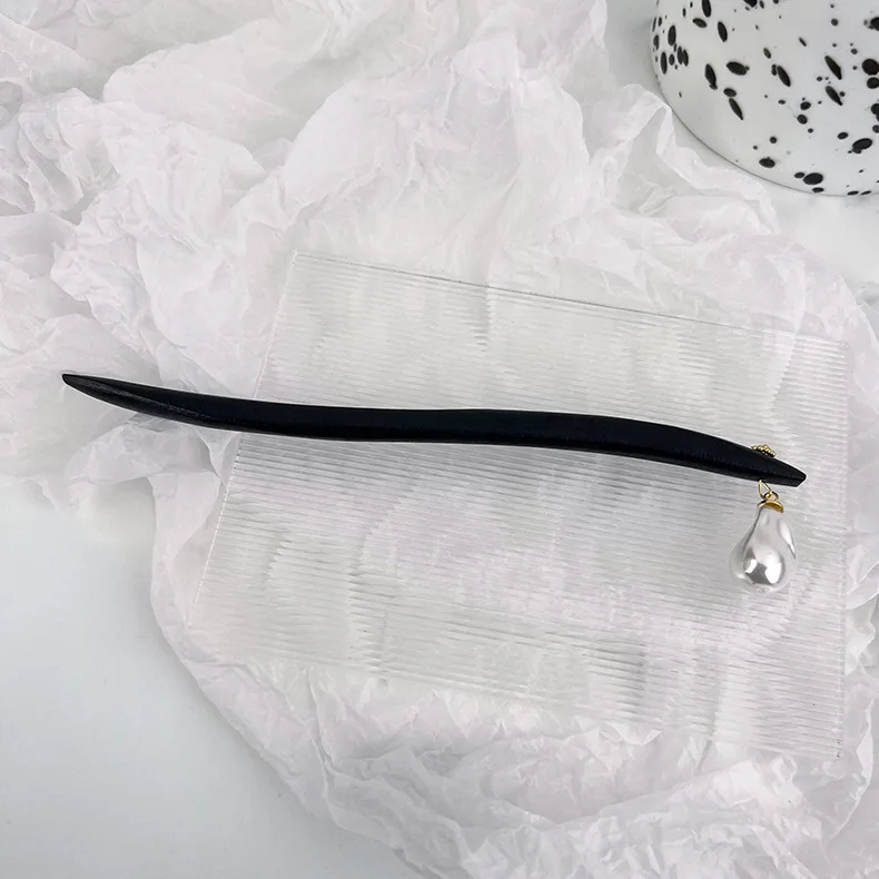 

Vintage Hair Stick Pearl Natural Black Wooden Chinese Style Chopsticks Ethnic Hair pin Women Hairpins Jewelry Accessories