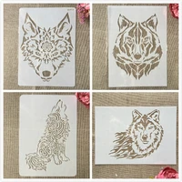 4pcsset a4 29cm wolf dog diy layering stencils painting scrapbook coloring embossing album decorative template