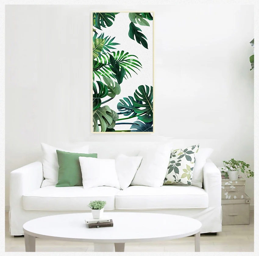 

Plant Nordic Posters and Prints Wall Art Poster Pictures For living Room 5-19 Green Leaves Wall Art Canvas Painting Green Style