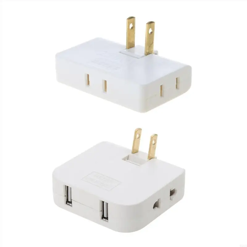 E06A 3/4 в 1 USB Adension Adadapter Adapter 2-Prong Вращающийся конвертер 2500 Вт