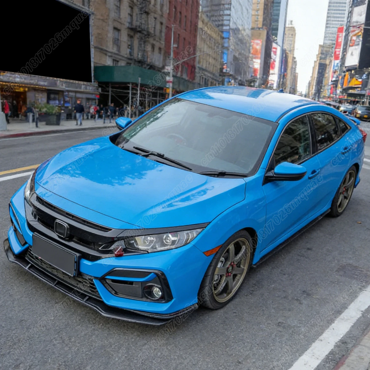 Фото Для Honda Civic 10-го поколения (хэтчбек) 2016-2020: Комплект декоративных защитных накладок на нижнюю часть переднего бампера №3