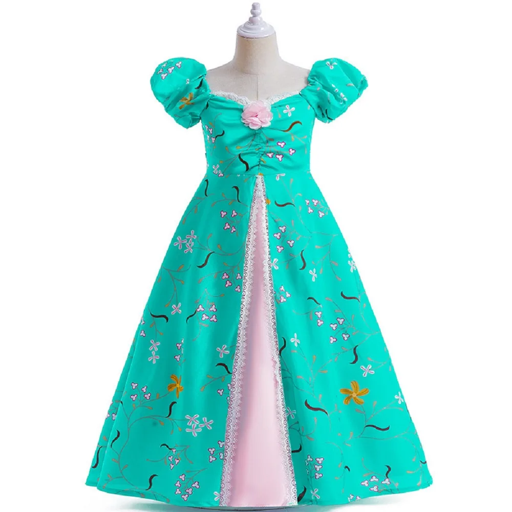

Hot Sale Princess Cosplay Giselle Green Performance Dress Halloween for Kid Girl Castle Carnival Party